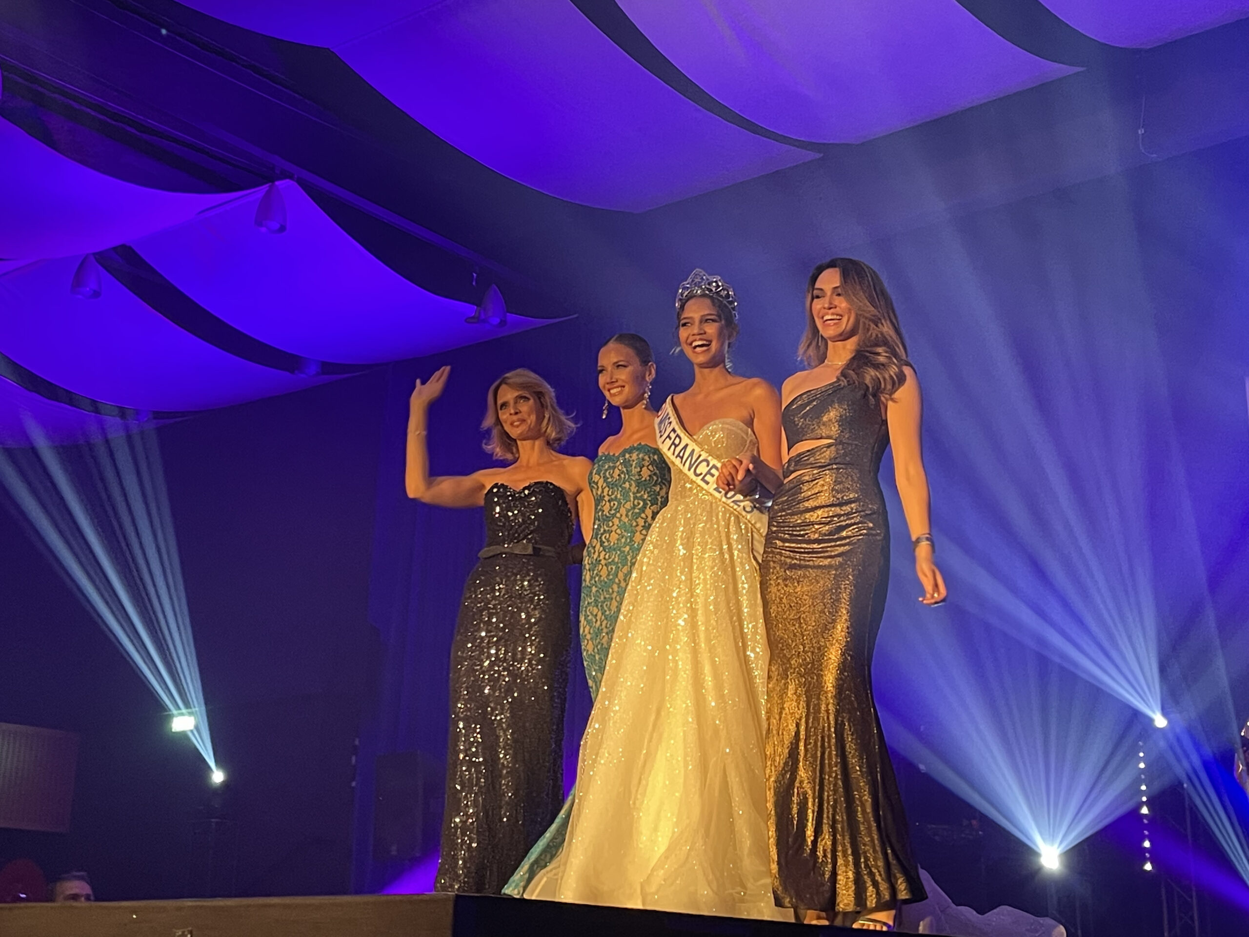 Quatre Miss France Sylvie Tellier, Amadine Petit, Indira Ampiot et Diane Leyre à l'élection Miss Rhône 2023